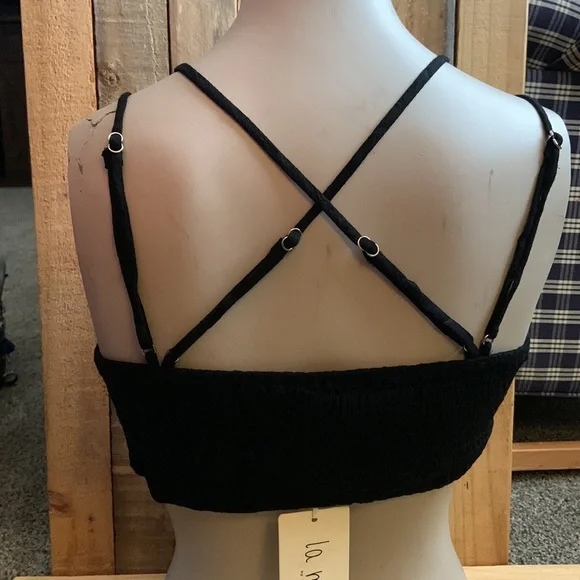Black Crochet Bralette Elastic Back NWT by La Miel - Picture 7 of 7